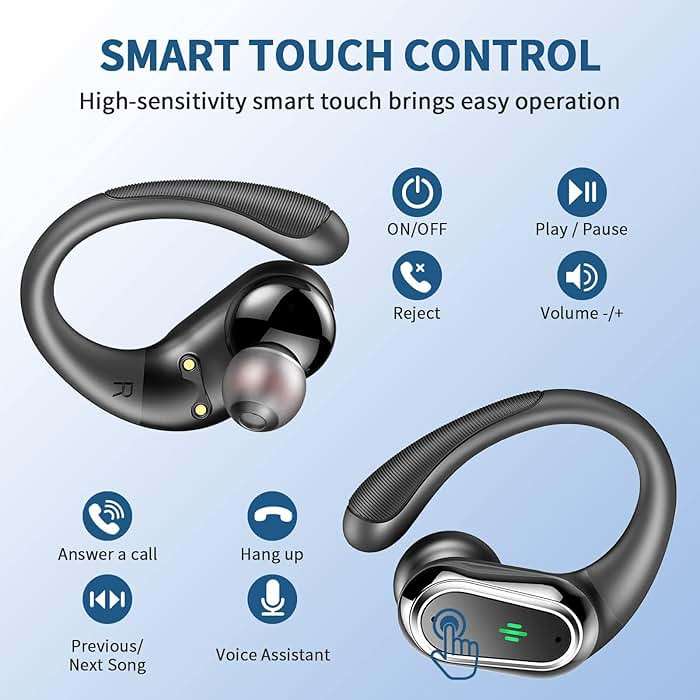 Wireless Earbuds, 2026 Bluetooth 5.4 Headphones Sport, 60Hrs HiFi Stereo Deep Bass Over-Ear buds with ENC Noise Cancelling Mic, IP7 Waterproof & LED Display Earphones with Earhooks for Workout/Running - Image 5
