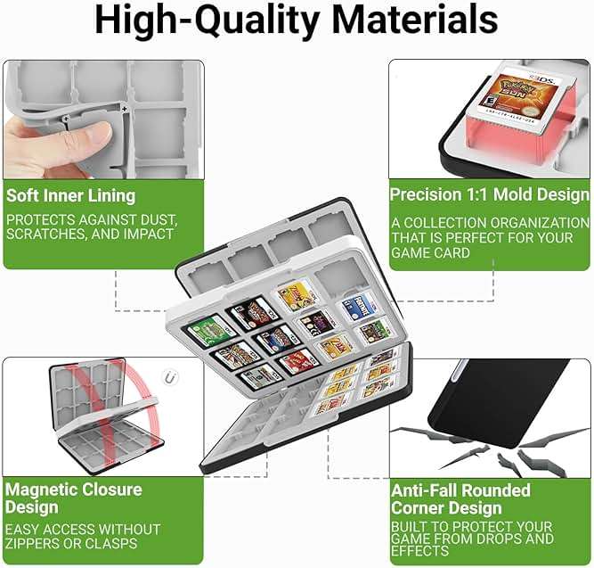 QUBAMG 3DS Game Case 48 Slot DS Game Holder Compatible With Nintendo New 3ds / New 3ds Xl / 3ds / 3ds Xl / Dsi / Dsi Xl / Ds / New 2ds /New 2ds Xl / 2ds/ 2ds Xl Catridge Portable Storage Box,Black - Image 3
