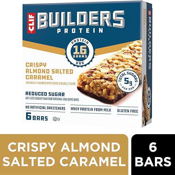 CLIF BUILDERS Protein Bars - Crispy Almond Salted Caramel - Reduced Sugar - Gluten Free - 16g Protein - No Artificial Sweeteners - 1.97 oz. (6 Pack) - Image 4