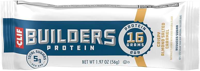 CLIF BUILDERS Protein Bars - Crispy Almond Salted Caramel - Reduced Sugar - Gluten Free - 16g Protein - No Artificial Sweeteners - 1.97 oz. (6 Pack) - Image 7