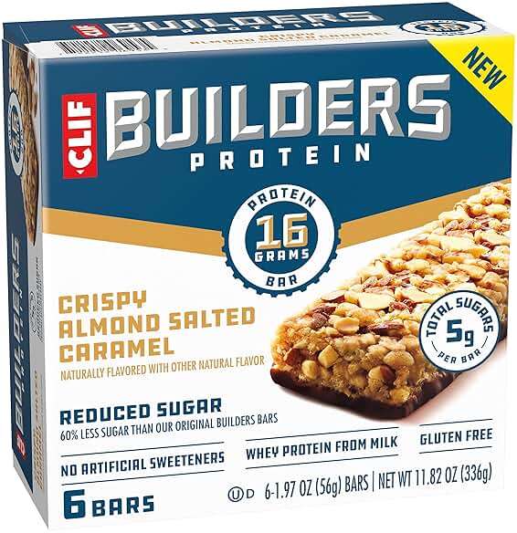 CLIF BUILDERS Protein Bars - Crispy Almond Salted Caramel - Reduced Sugar - Gluten Free - 16g Protein - No Artificial Sweeteners - 1.97 oz. (6 Pack) - Image 9