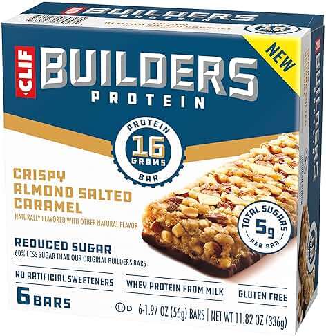 CLIF BUILDERS Protein Bars - Crispy Almond Salted Caramel - Reduced Sugar - Gluten Free - 16g Protein - No Artificial Sweeteners - 1.97 oz. (6 Pack) - Image 10