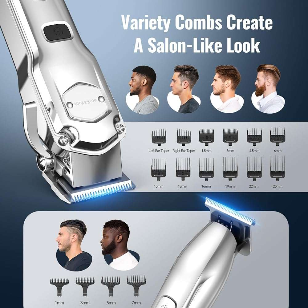 Jack & Rose Hair Clippers for Men Set Professional, Cordless Men Hair Trimmer, Electric Shavers, Barber kit, 4 in 1,LED Display, for Nose, Body, Bald Head - Image 6