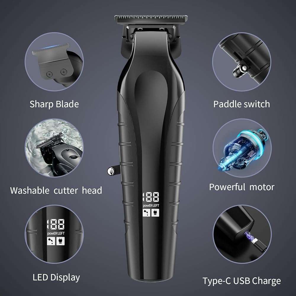KOMINGDON Beard Trimmer for Men Professional,Liners Trimmer Hair Clippers, Precision Edgers Barber Clippers,Zero Gapped T-Blade Hair Trimmer Kit with LCD Display, Hair Cutting Mustache Facial - Image 2