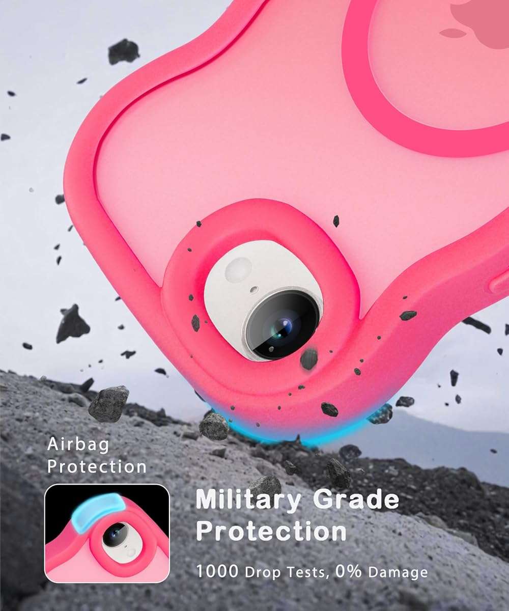 Amzfield Magnetic for iPhone 16e for iPhone 17e Case, Compatible with Magsafe Wavy Frame Cute Design Translucent Matte Hard Back Silicone Phone Case for iPhone 16 e for iPhone 17 e Women, Hot Pink - Image 6