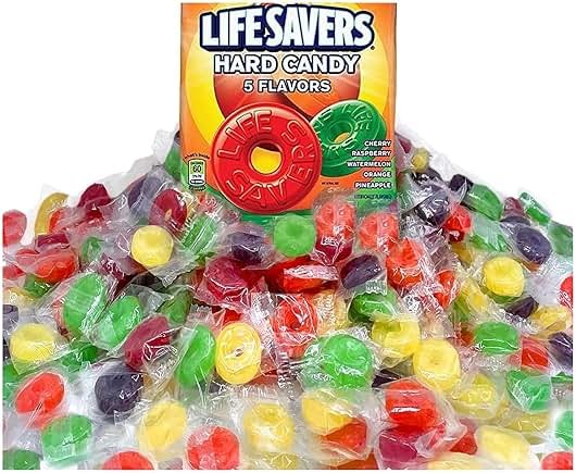 Life Savers Hard Candy 5 Flavors - 2 lbs of Candy - Individually Wrapped - Cherry, Watermelon, Orange, Pineapple, and Raspberry - Perfect for Stocking the Pantry - Product Image