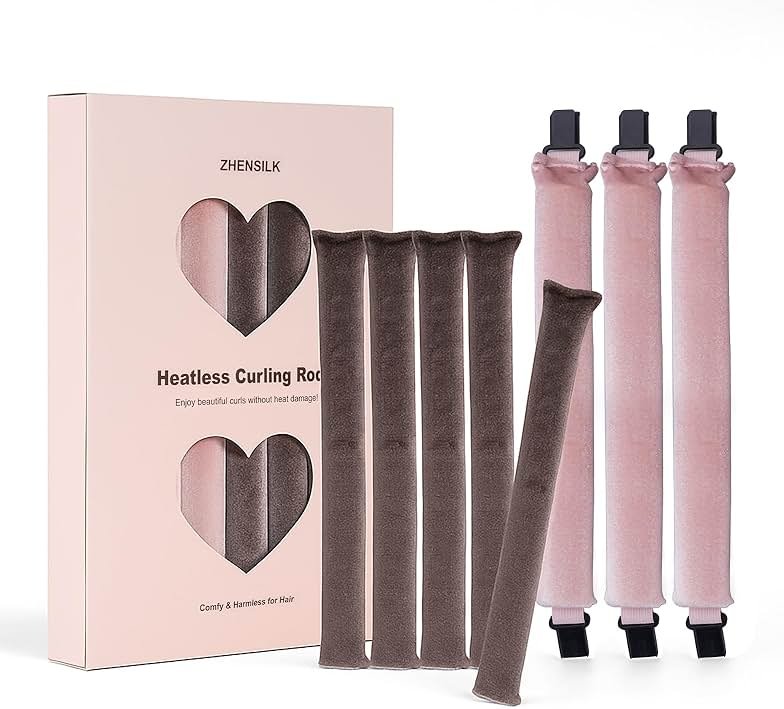 Heatless Curls Overnight Rods Set – 8PCS Flexible Heatless Curling Rods for Long & Short Hair, Soft No Heat Hair Curler Blowout Styling Tools for Loose Waves or Tight Curls - Product Image