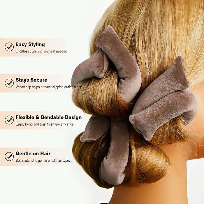 Heatless Curls Overnight Rods Set – 8PCS Flexible Heatless Curling Rods for Long & Short Hair, Soft No Heat Hair Curler Blowout Styling Tools for Loose Waves or Tight Curls - Image 2