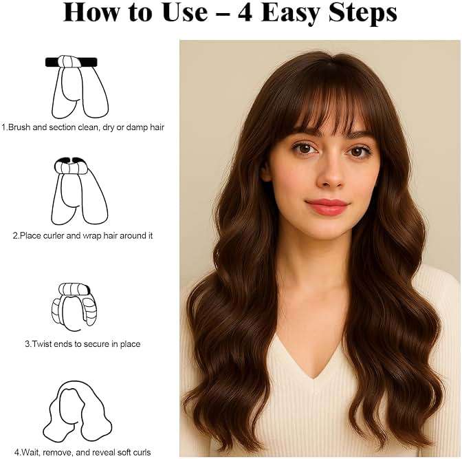 Heatless Curls Overnight Rods Set – 8PCS Flexible Heatless Curling Rods for Long & Short Hair, Soft No Heat Hair Curler Blowout Styling Tools for Loose Waves or Tight Curls - Image 4
