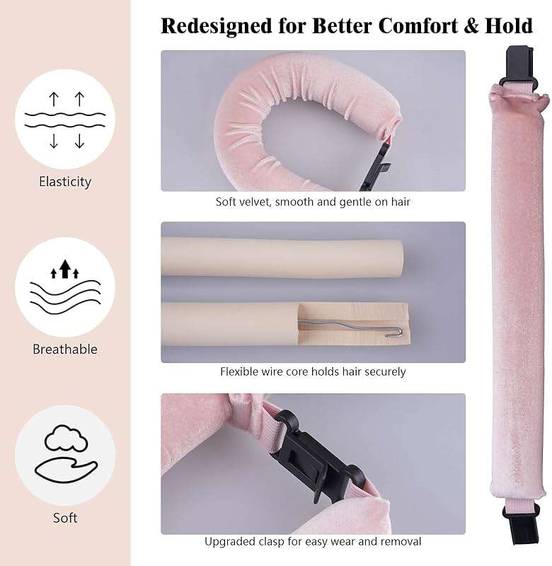 Heatless Curls Overnight Rods Set – 8PCS Flexible Heatless Curling Rods for Long & Short Hair, Soft No Heat Hair Curler Blowout Styling Tools for Loose Waves or Tight Curls - Image 5