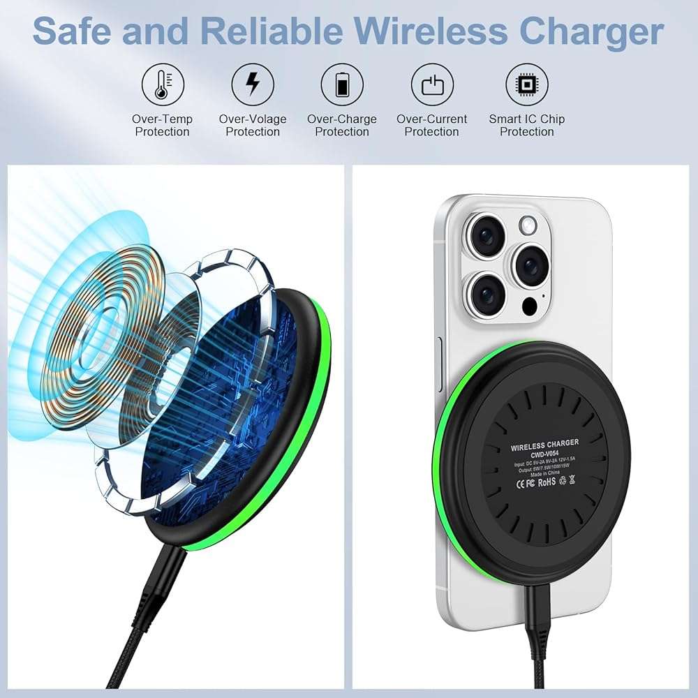 Samsung S25 Wireless Charger Fast Charging Pad Android Charger for Samsung Galaxy S26 S25 Ultra/S24/S23/S22/S21/S20/iPhone 17/16 Pro 15W Fast Wireless Phone Charger Station for Pixel 10 Pro XL/9/9a/8 - Image 3