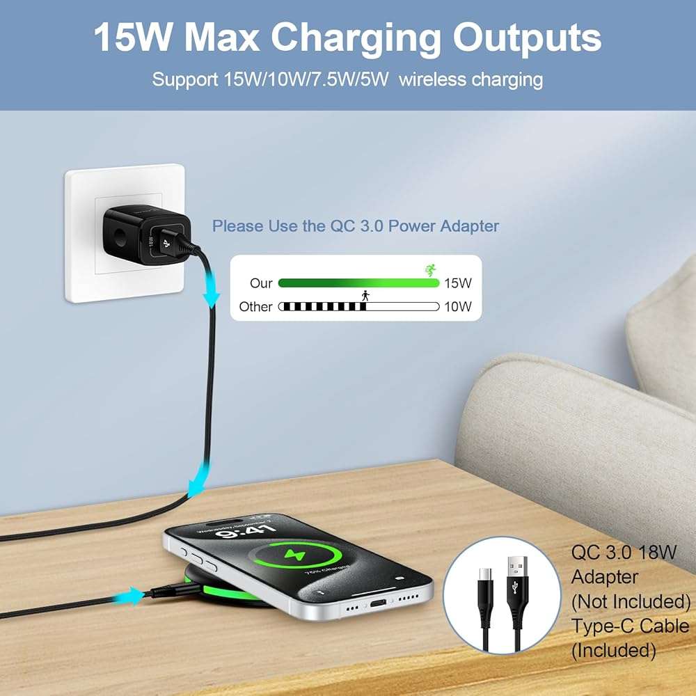 Samsung S25 Wireless Charger Fast Charging Pad Android Charger for Samsung Galaxy S26 S25 Ultra/S24/S23/S22/S21/S20/iPhone 17/16 Pro 15W Fast Wireless Phone Charger Station for Pixel 10 Pro XL/9/9a/8 - Image 5