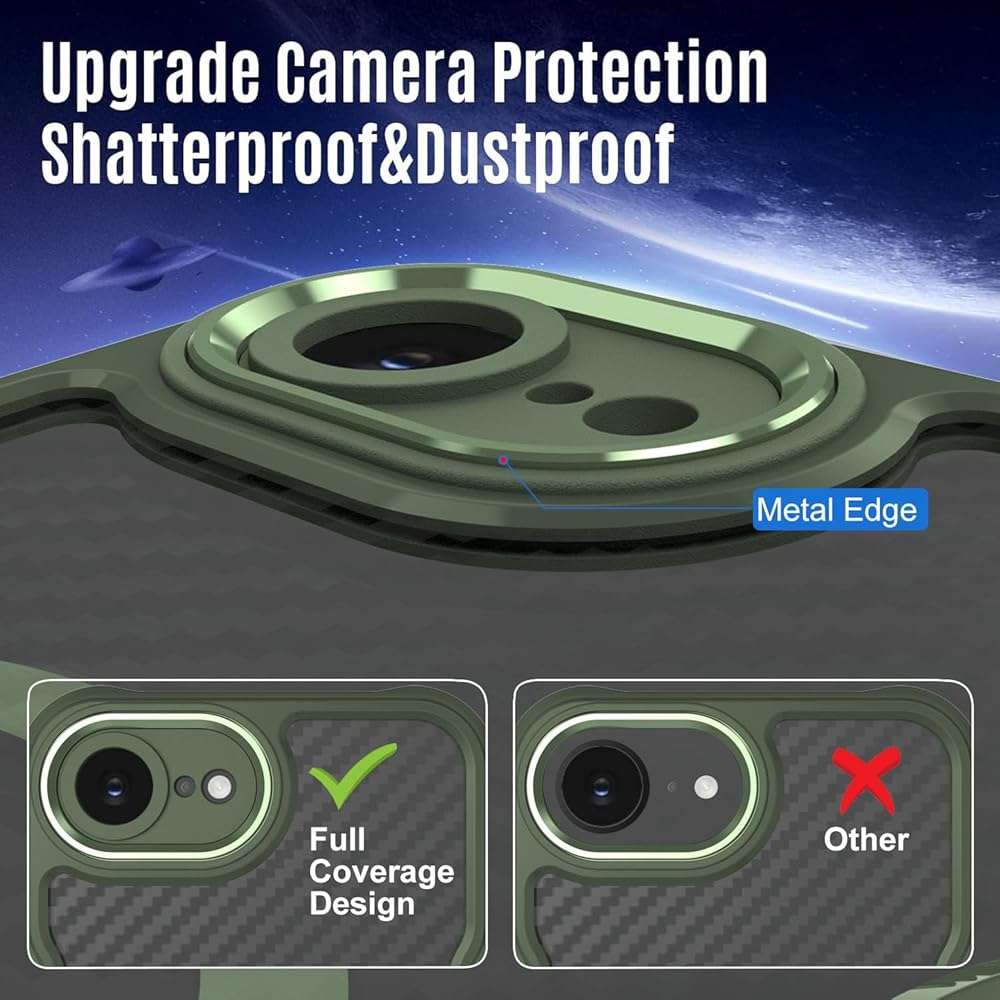 Dahkoiz for iPhone 16E Case, iPhone 17E Case, Compatible with MagSafe, Full Camera Protection, Slim & Rugged Shockproof Magnetic Phone Cover with Privacy Screen Protector, Green - Image 4