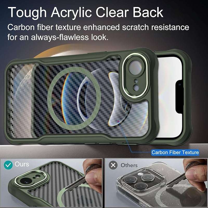 Dahkoiz for iPhone 16E Case, iPhone 17E Case, Compatible with MagSafe, Full Camera Protection, Slim & Rugged Shockproof Magnetic Phone Cover with Privacy Screen Protector, Green - Image 5