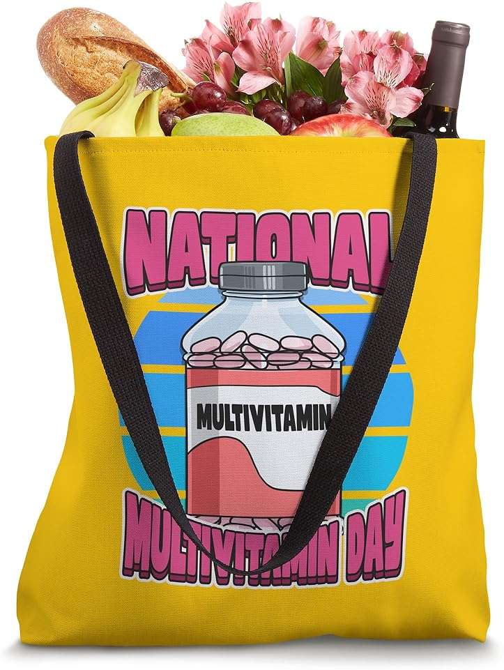 National Multivitamin Day Celebrate Nutritional Supplements Tote Bag - Image 4