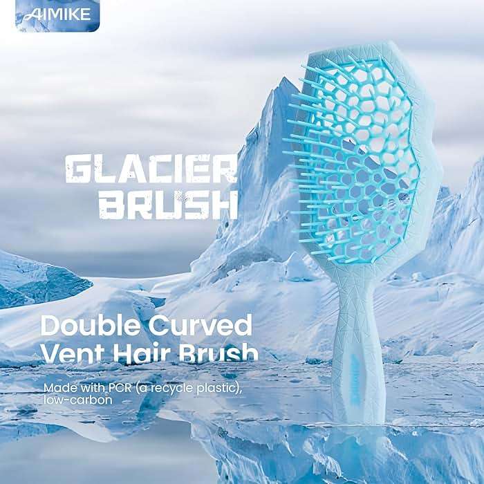 AIMIKE Glacier Detangling Brush, Pain-Free Detangler Brush for Curly Hair Wet & Dry Use, Glide Through Tangles with Ease, Vented Hairbrush for Women's 2c to 4c Curls, Blue - Image 2