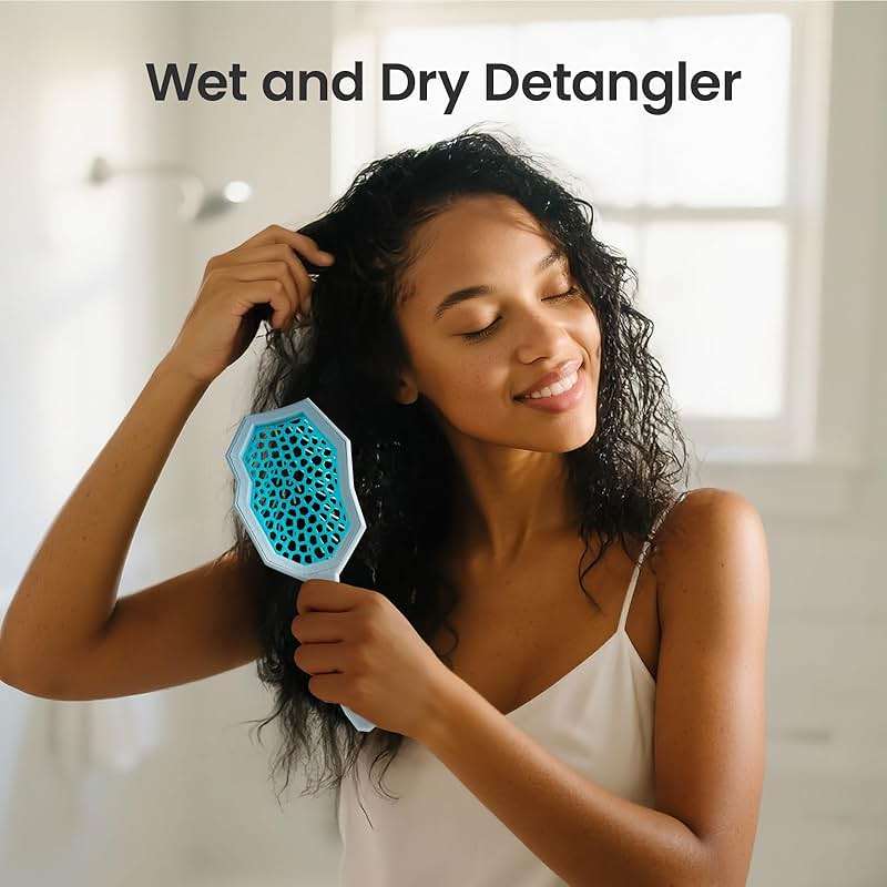 AIMIKE Glacier Detangling Brush, Pain-Free Detangler Brush for Curly Hair Wet & Dry Use, Glide Through Tangles with Ease, Vented Hairbrush for Women's 2c to 4c Curls, Blue - Image 5