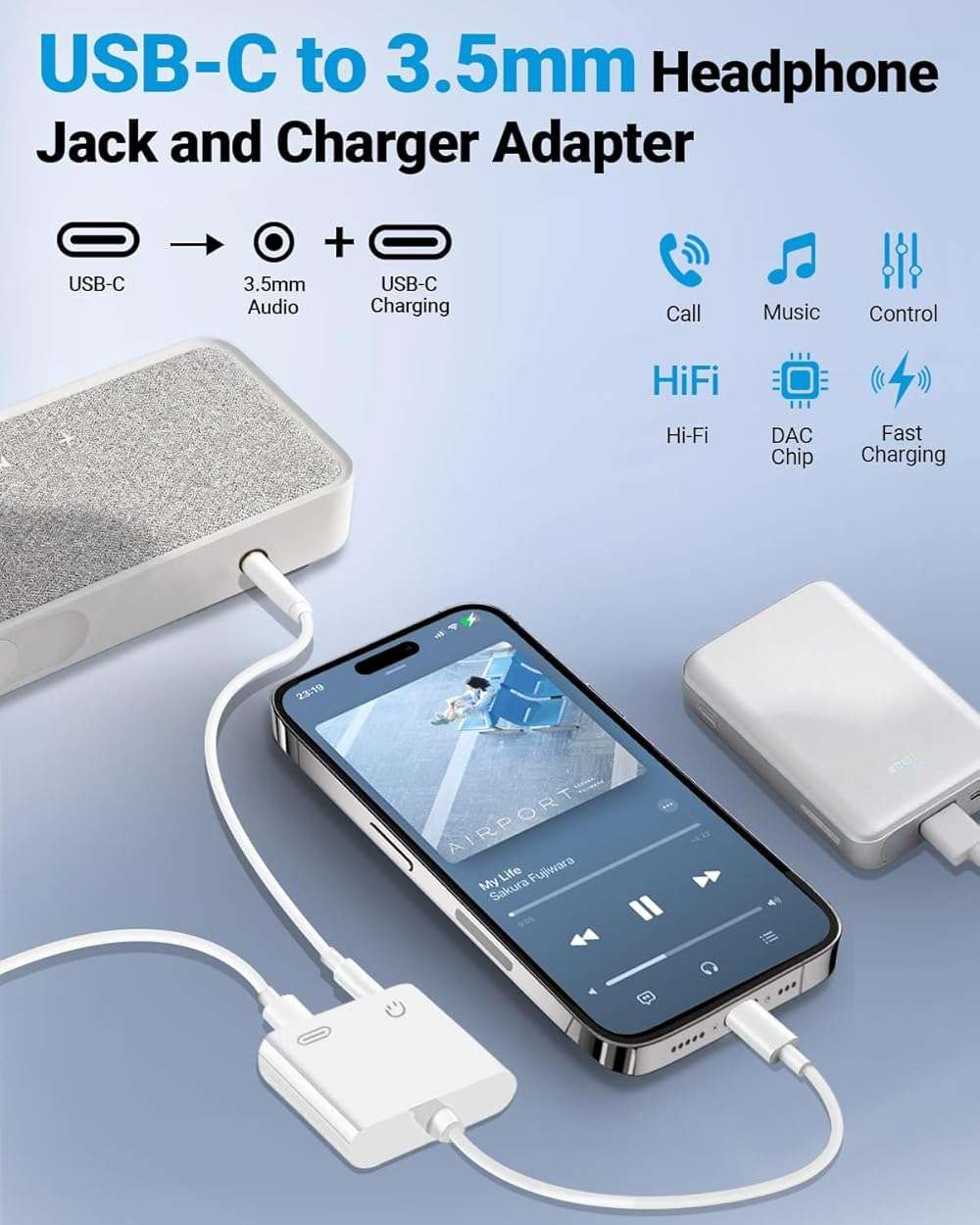 Seulliya USB C to 3.5mm Headphone Jack and Charger Adapter, 2-in-1 Audio & Fast Charging Splitter for Apple iPhone 17/16/15/Pro/Pro Max, iPad, Samsung, Pixel, and More 2Pack - Image 2