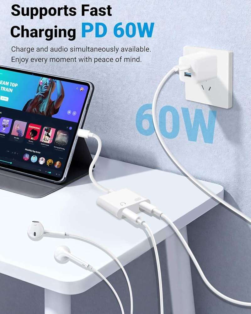 Seulliya USB C to 3.5mm Headphone Jack and Charger Adapter, 2-in-1 Audio & Fast Charging Splitter for Apple iPhone 17/16/15/Pro/Pro Max, iPad, Samsung, Pixel, and More 2Pack - Image 3