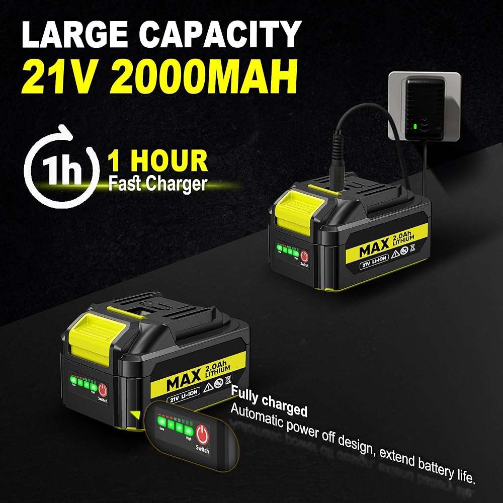 SILVEL 2" Cordless Brad Nailer, 2-in-1 21V Electric Brad Nailer with 2 * 2.0Ah Battery, 1000pcs Nails, 18GA Staples, Adjustable Depth for Woodworking, Home Improvement, green - Image 5