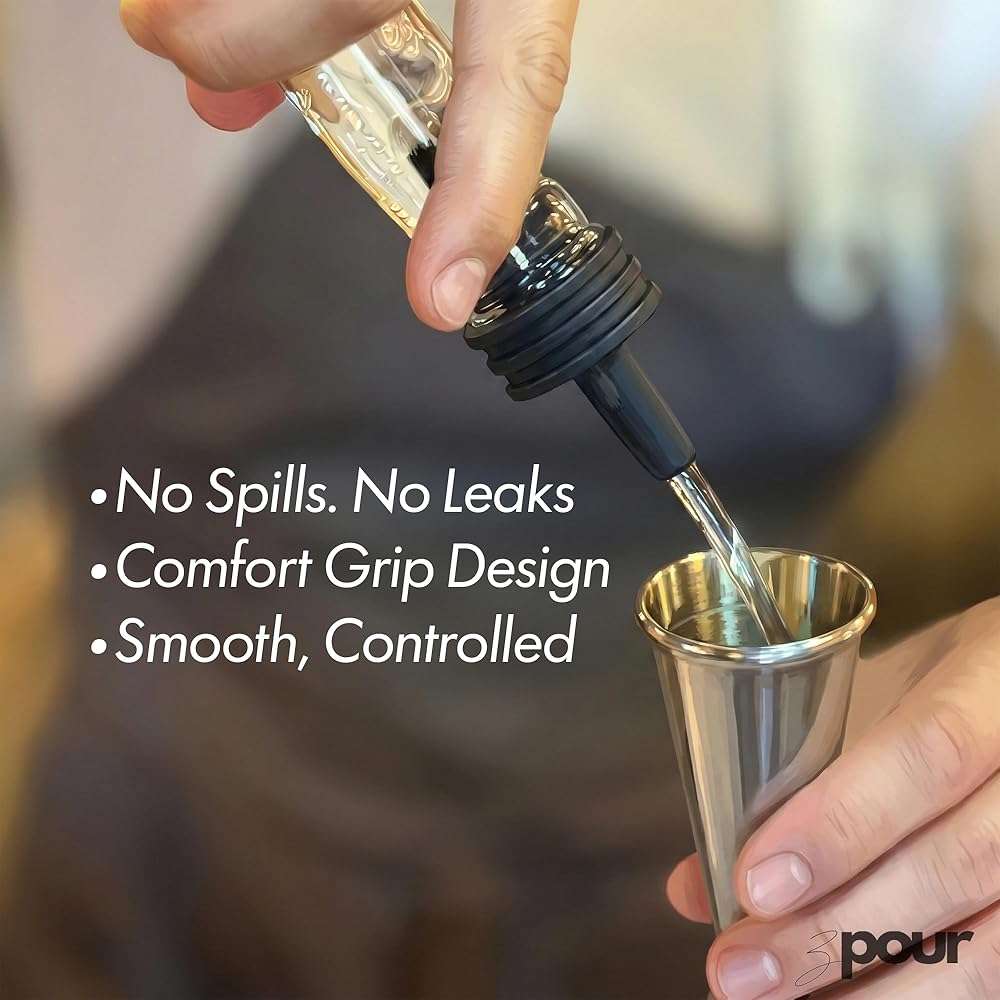 ZPOUR Black Premium Quality Liquor Pour Spouts Pack 12 Reusable Leakproof Bottle Tops For Bartenders And Home Use Easy Flow Control For Alcohol Juice Syrup Oil Durable Silicone Spout Universal Fit - Image 3