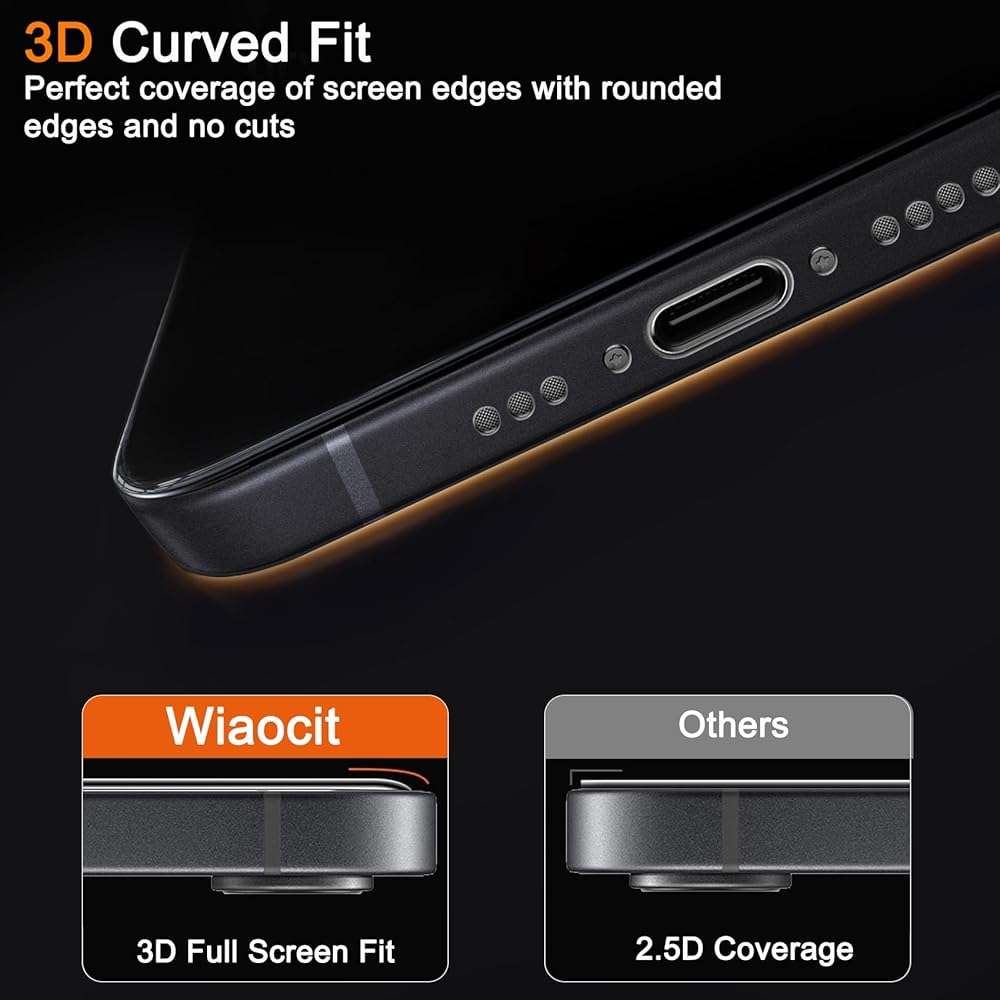 Wiaocit 3 Pack Tempered Glass Privacy Screen Protector for iPhone 16e/iPhone 17e with 3 Pack Camera Lens Protector, 9H Hardness, Bubble Free, Case Friendly - Image 5