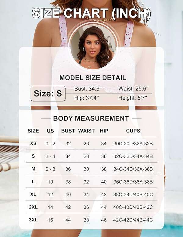 Blooming Jelly Womens Bikini Set Two Piece Ruffle Bandeau Bathing Suits Cheeky High Cut Cute Eyelet Swimsuit - Image 6