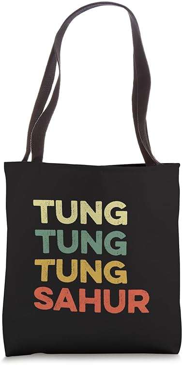 Tung Tung Tung Sahur Meme Wood Log Internet Trend Viral Joke Tote Bag - Image 1