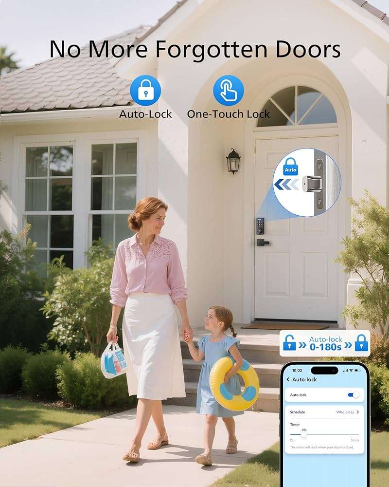 Philips WiFi Keypad Door Lock with Handle, Built-in WiFi, APP Remote Control, Voice & Fingerprint Unlock, Smart Locks for Front Door with Auto Lock, Digital Front Door Lock Set, Keyless Entry Deadbolt - Image 7