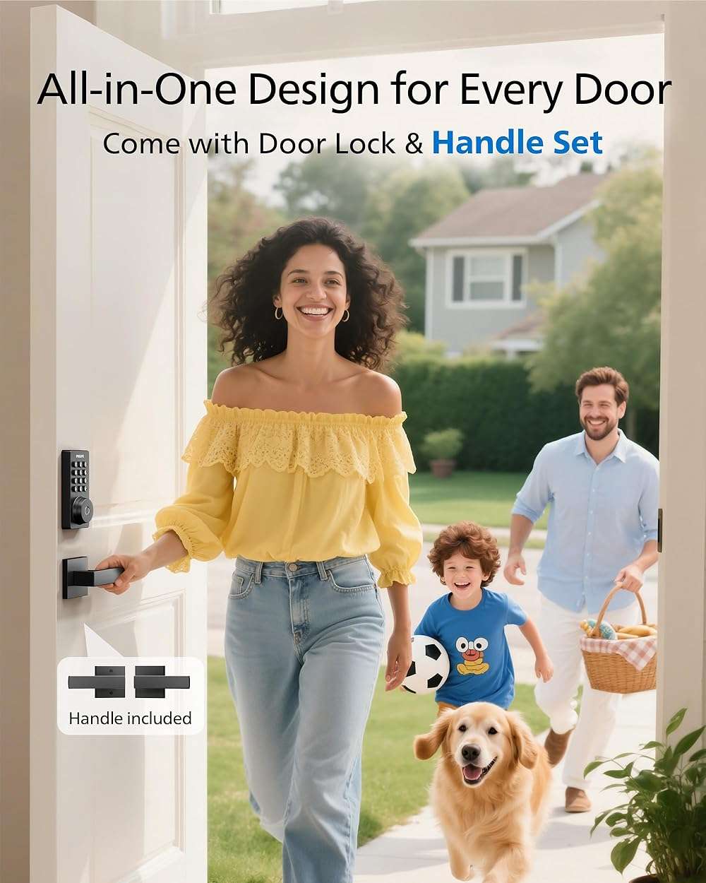 Philips WiFi Keypad Door Lock with Handle, Built-in WiFi, APP Remote Control, Voice & Fingerprint Unlock, Smart Locks for Front Door with Auto Lock, Digital Front Door Lock Set, Keyless Entry Deadbolt - Image 8