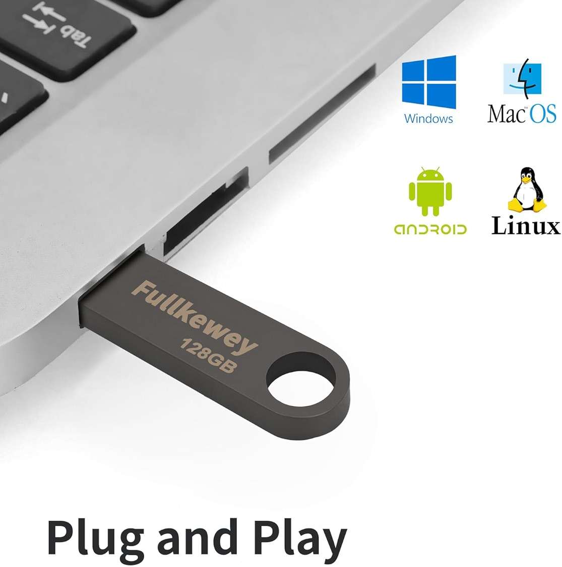 16G/32G/64G/128G Flash Drive, Fullkewey Sleek Metal USB 2.0, Metal Waterproof Compact Pen Drive,Thumb Drive, High Speed Memory Stick for PC Laptop Computer (Gold, 16, GB) - Image 3