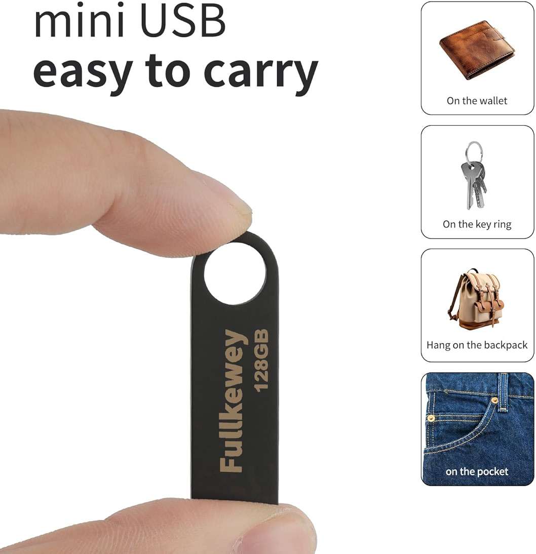 16G/32G/64G/128G Flash Drive, Fullkewey Sleek Metal USB 2.0, Metal Waterproof Compact Pen Drive,Thumb Drive, High Speed Memory Stick for PC Laptop Computer (Gold, 16, GB) - Image 5