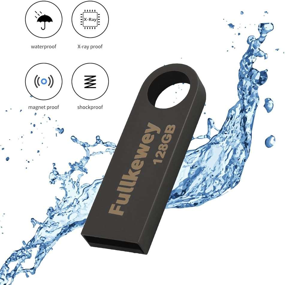 16G/32G/64G/128G Flash Drive, Fullkewey Sleek Metal USB 2.0, Metal Waterproof Compact Pen Drive,Thumb Drive, High Speed Memory Stick for PC Laptop Computer (Gold, 16, GB) - Image 6