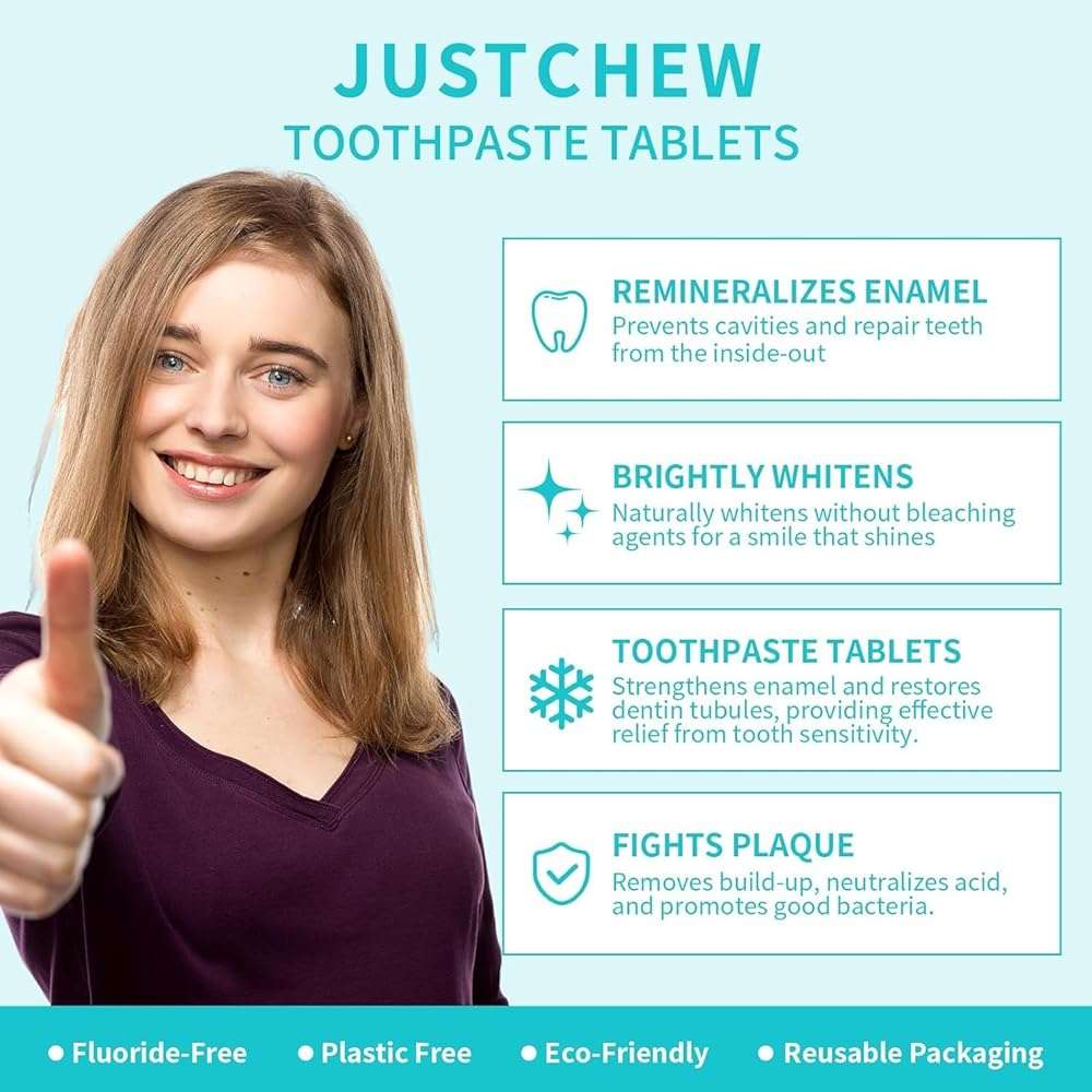 Oral Wellness Labs Toothpaste Tablets - Nano Hydroxyapatite,Fluoride & Plastic Free, Eco & Travel Friendly,Natural Whitening Toothpaste - Remineralize with NHA (1 Bottle / 1 Month-Coconut Mint) - Image 2