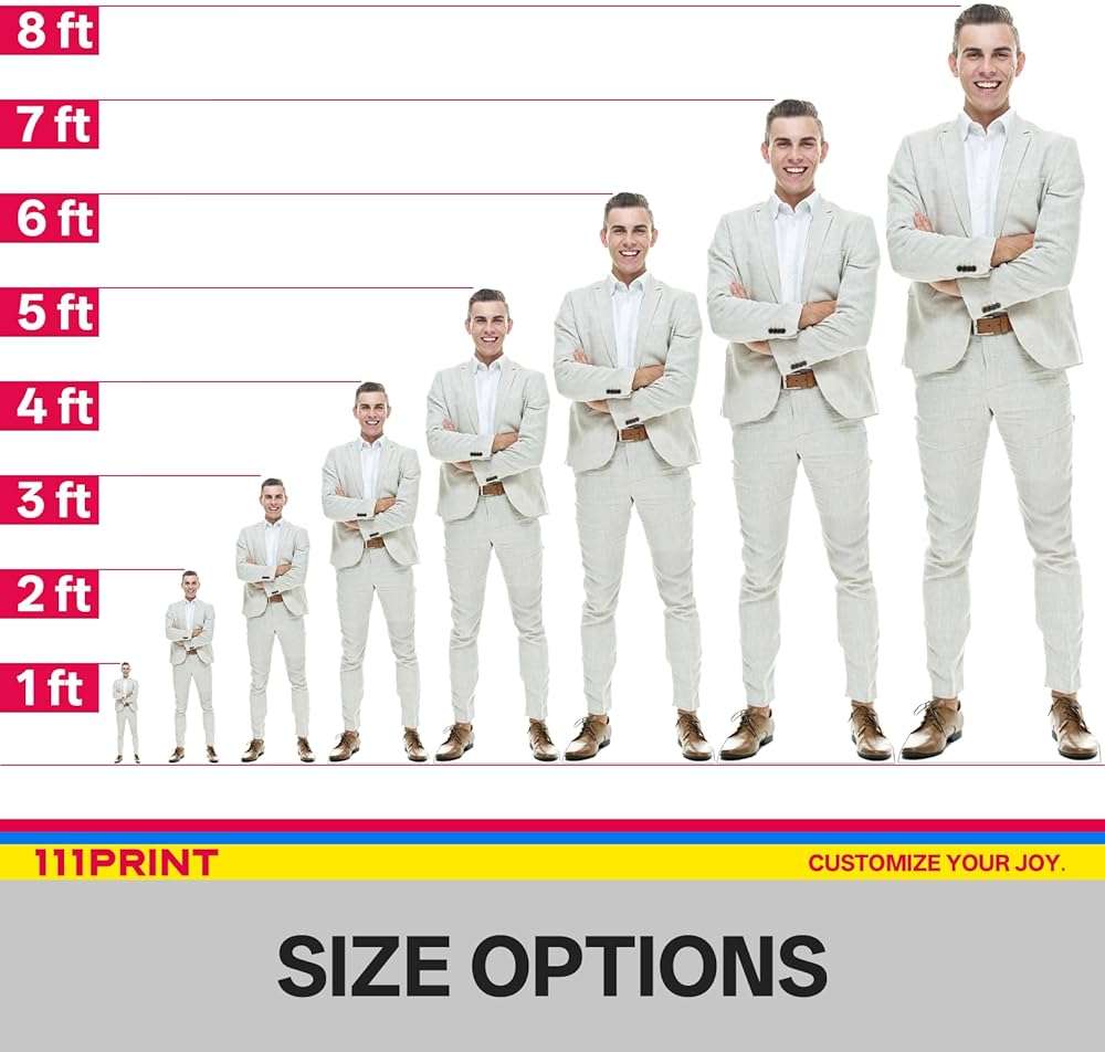 111PRINT Custom Life Size Cardboard Cutout, Personalized Photo Standup, High Resolution Print, Decor for Weddings, Birthdays, Graduations & Events, 1-8 FT to Choose, Upload Your Photo - Image 3