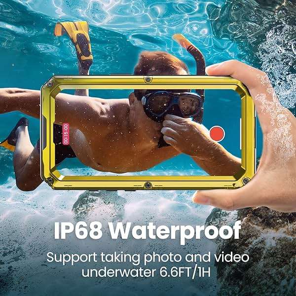 Mitywah Waterproof Case for iPhone 16e and for iPhone 17e, Shockproof Heavy Duty Case with Built-in Screen Protector, Underwater Full Body Protective Metal Case 6.1 inch, Yellow - Image 3