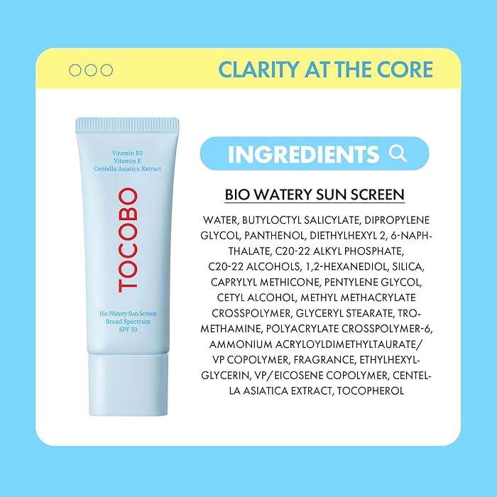 TOCOBO Bio Watery Sunscreen SPF 50 Broad Spectrum Korean Facial Sun Cream, Hyaluronic Acid, Lightweight Daily Face Sunblock,Vegan, Korean Skincare 1.35 fl oz - Image 8