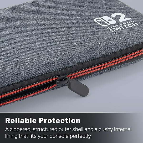 PowerA Slim Case for Nintendo Switch 2 - Dark Heather Grey, Officially Licensed, Protective Case, Holds 10 Game Cards, Padded Screen Protector, Built-in Play Stand - Image 5