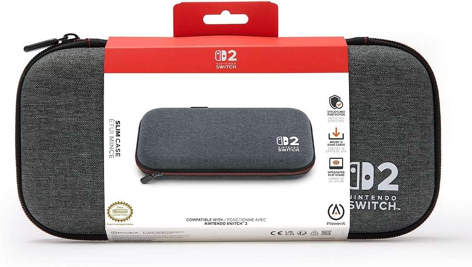 PowerA Slim Case for Nintendo Switch 2 - Dark Heather Grey, Officially Licensed, Protective Case, Holds 10 Game Cards, Padded Screen Protector, Built-in Play Stand - Image 10