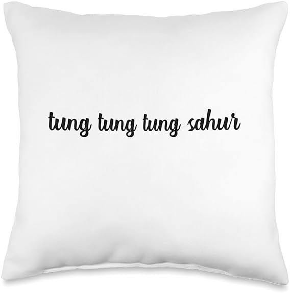 Tung Tung Tung Sahur Meme Viral Joke Drumming Wood Log Chant Throw Pillow - Product Image
