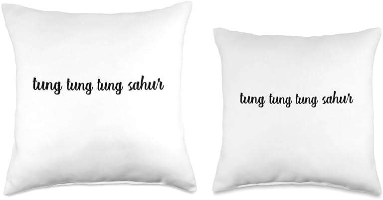 Tung Tung Tung Sahur Meme Viral Joke Drumming Wood Log Chant Throw Pillow - Image 3