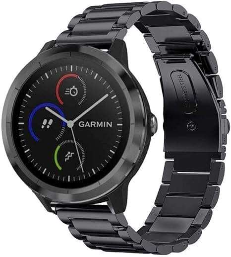 Miimall Metal Band for Garmin Vivoactive 6/5/3, Forerunner 55/165/570 42mm, Venu/Venu Sq/2 Plus, 20mm Women Men Solid Strap Stainless Steel Bracelet for Vivomove Sport/Trend/Luxe, Approach S12/S50 - Image 1