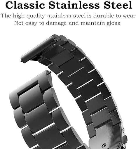 Miimall Metal Band for Garmin Vivoactive 6/5/3, Forerunner 55/165/570 42mm, Venu/Venu Sq/2 Plus, 20mm Women Men Solid Strap Stainless Steel Bracelet for Vivomove Sport/Trend/Luxe, Approach S12/S50 - Image 2