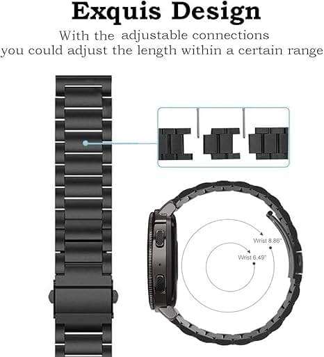 Miimall Metal Band for Garmin Vivoactive 6/5/3, Forerunner 55/165/570 42mm, Venu/Venu Sq/2 Plus, 20mm Women Men Solid Strap Stainless Steel Bracelet for Vivomove Sport/Trend/Luxe, Approach S12/S50 - Image 3