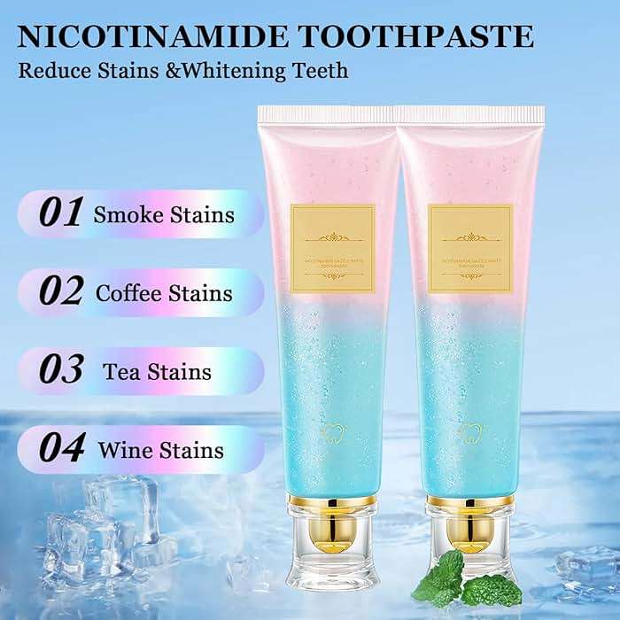2Pcs Acssart Radiant Whitening Toothpaste,Niacinamide Whitening Toothpaste,Easilyous Bright Whiteing toothpastes,Nicotinamide Dazzling White,Removal Tooth Stains,Fresh Breath - Image 3
