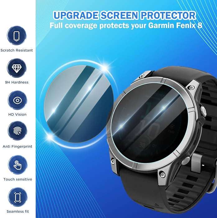 EasEasy 4 Pack Compatible for Garmin Fenix 8 51mm Screen Protector Privacy, 9H Tempered Glass Anti-peeping Protective Film for Fenix 8 Solar/Amoled & Fenix 7X Solar/Sapphire Solar 51mm Watch Film - Image 3