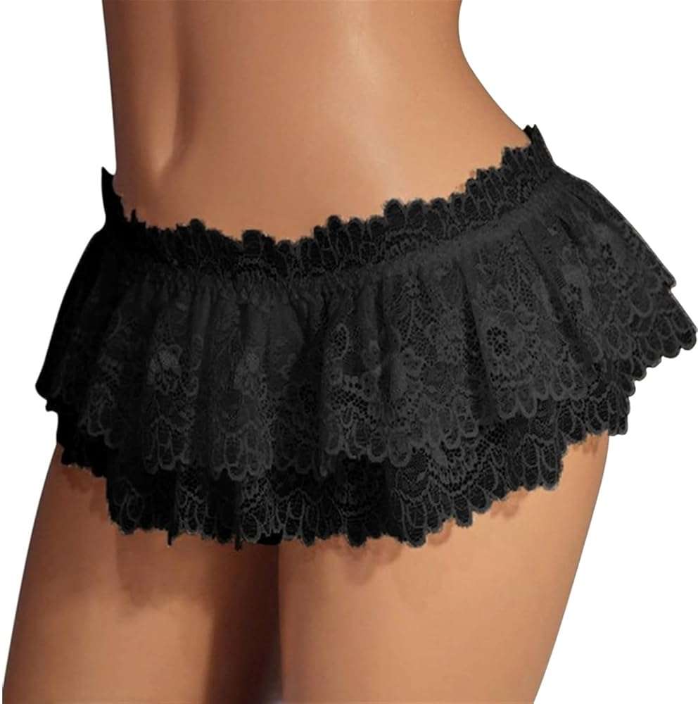 VELLRYU Sissy Lace Panties for Men & Femboy - Extended Size Lingerie Thong with Mini Skirt Design,Crossdresser Underwear - Image 2