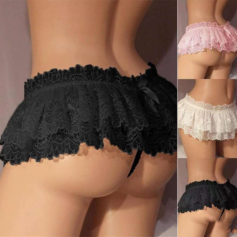 VELLRYU Sissy Lace Panties for Men & Femboy - Extended Size Lingerie Thong with Mini Skirt Design,Crossdresser Underwear - Image 5