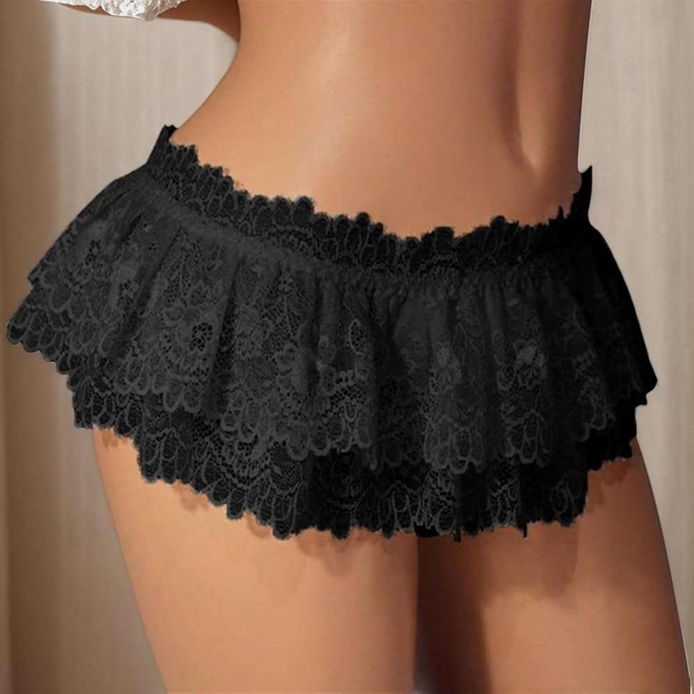 VELLRYU Sissy Lace Panties for Men & Femboy - Extended Size Lingerie Thong with Mini Skirt Design,Crossdresser Underwear - Image 8