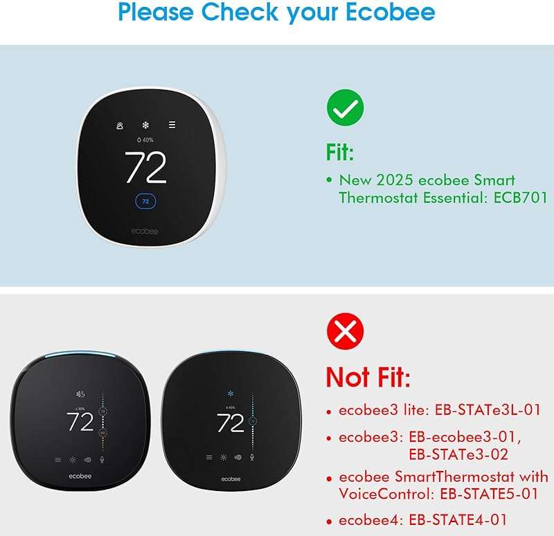 CaseBot Wall Plate for New 2025 ecobee Smart Thermostat Essential Thermostat, Practical and Stylish Trim Plate Bracket Cover Mount Holder, White - Image 2